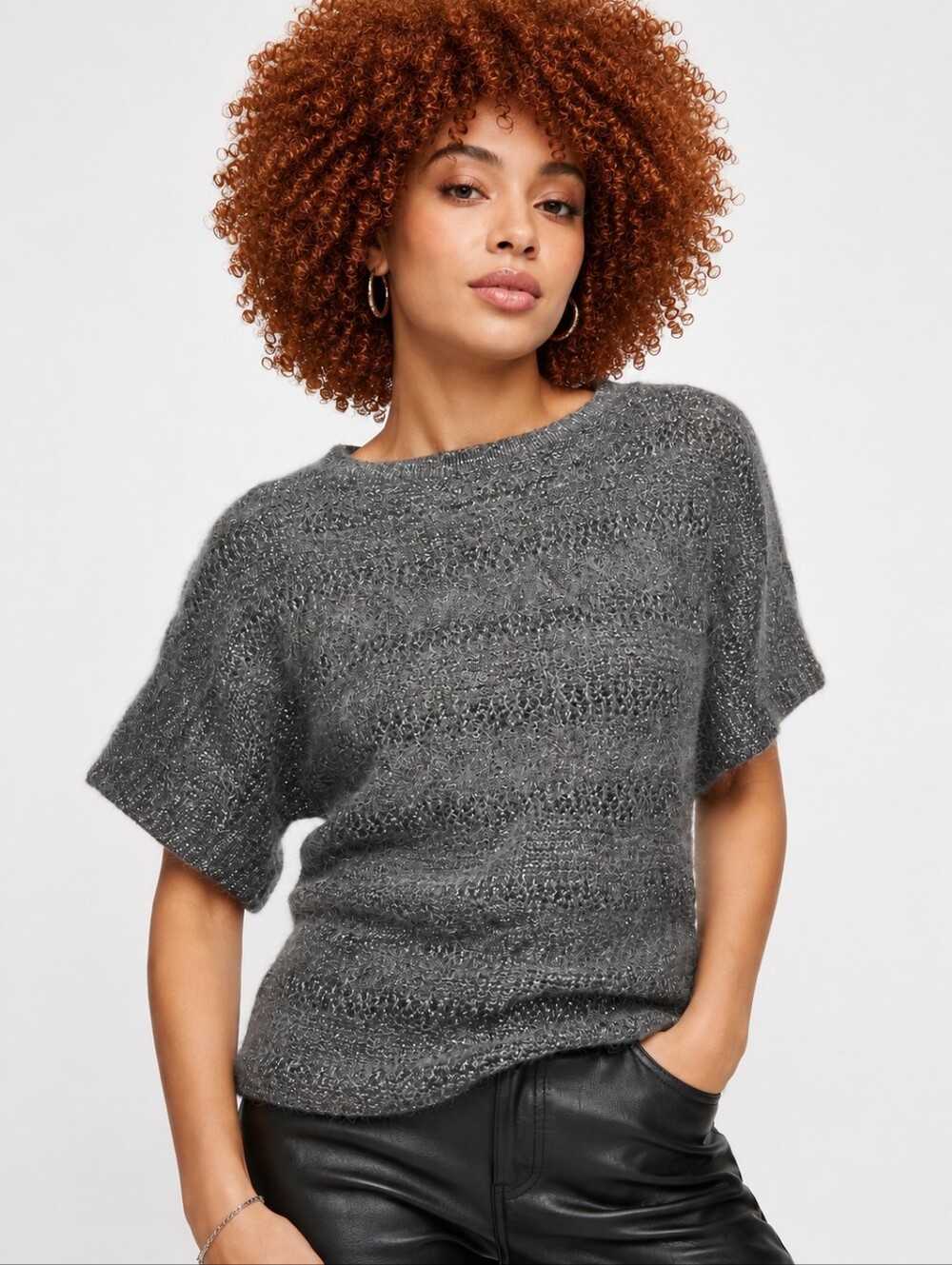 Express Metallic Cable Knit Sweater